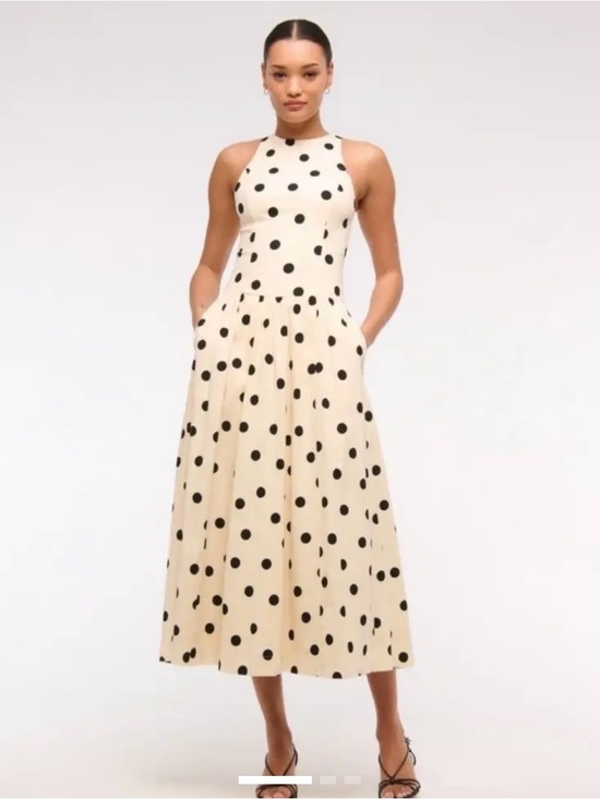 Abercrombie & Fitch Dresses & Skirts - Abercrombie & Fitch High Halter Polka Dot Pockets Midi Dress Size M MSRP $120